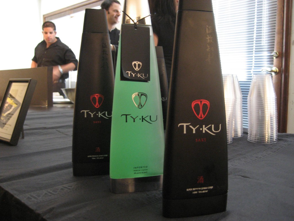 TY KU sake bottles