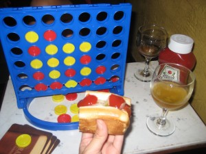 Connect 4, hot dog and Telegraph