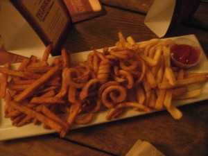 Sweet potato, curly seasoned and French fries
