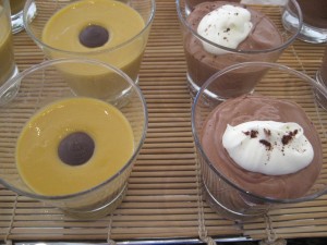 Butterscotch (left) and chocolate (right) puddings