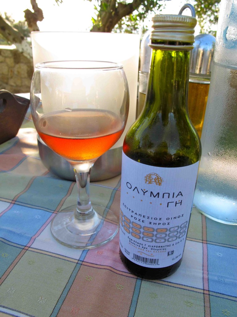 Rose wine at Europa Hotel taverna in Ancient Olympia